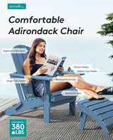 SERWALL Folding Adirondack Chair, HDPE Adirondack Chairs Set of 4 - Photo 3