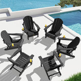 SERWALL Folding Adirondack Chair Set of 6, Weather Resistant HIPS Lawn Chairs with Cup Holder for Backyard, Garden - Photo 1