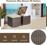 Tangkula 2 Pieces Patio Ottomans, Patiojoy Hand-Woven PE Rattan Side Table with Removable Cushion & Hidden Storage Space - Photo 7