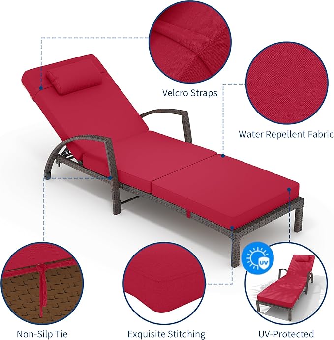 GarveeLife 2-Piece Rattan Patio Folding Chaise Lounge - Photo 5