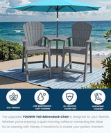 FOOWIN Tall Adirondack Chair Set of 2, All Weather HDPE Bar Height Adirondack Chair with Double Connecting Trays - Photo 6