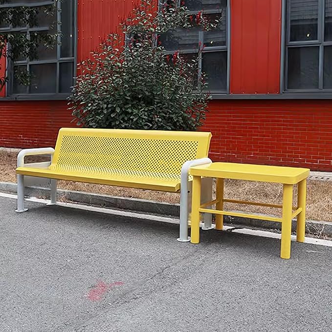 Metal Garden Bench with Backrest and Armrests, Weatherproof Design, Load Capacity 880lbs, Ideal for Garden, Porch, Park, and Outdoor Spaces