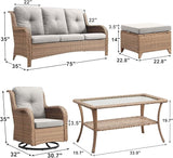 Patio Furniture Swivel Chairs Set - 8 Piece Wicker Rattan Outdoor Sectional Conversation Sets with 4 Swivel Rocking - Photo 2