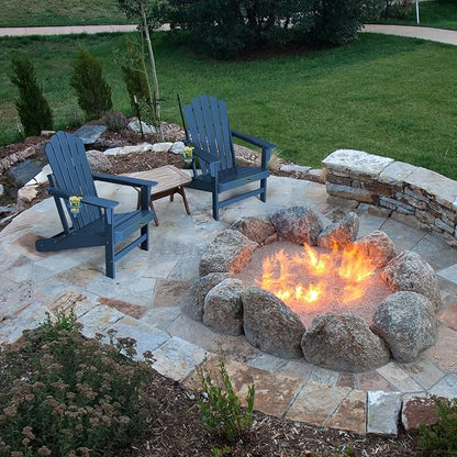 FUNBERRY Folding Adirondack Chair, All Weather HDPE Wood Texture Fire Pit Chairs with Cup Holder for Outdoor