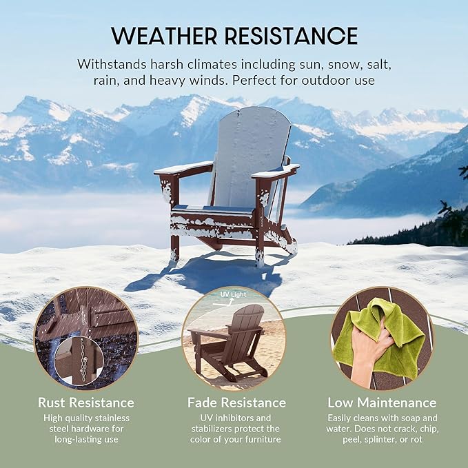 WestinTrends Malibu Malibu Outdoor Folding Poly Adirondack Chair (Set of 8), Dark Brown