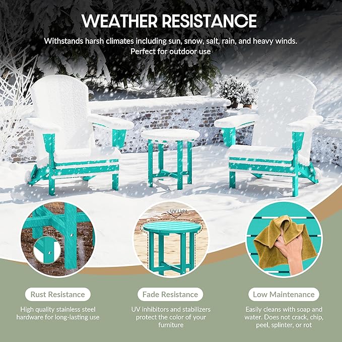 WestinTrends Dylan Adirondack Round Outdoor Side Table, Turquoise - Photo 5