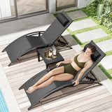 AthLike 3 pcs Poolchairs Patio Chaise Lounge Set with Headrest - Photo 2