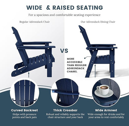WO WESTIN OUTDOOR HDPE Laguna Adirondack Casual Patio Dining Chair,Navy Blue