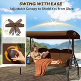 3 in 1 Patio Swing with Adjustable Canopy for Adults, 3 Seat Outdoor Swing with Thickened Cushions - Photo 4