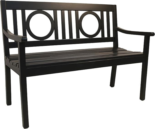 Carolina Chair & Table Edenton 47" Outdoor Garden Bench with Slatted Seat - Comfortable Armrests Solid Wood Artistic Back Bench - Weather-Proof Polyurethane Modern Furniture for Porch, Deck, Sunroom