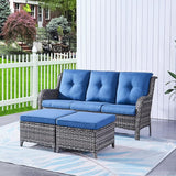 HUMMUH Outdoor Furniture 5 Pieces Patio Furniture Set Wicker Outdoor Sectional Sofa with 2 Patio Chairs,Ottomans - Photo 3