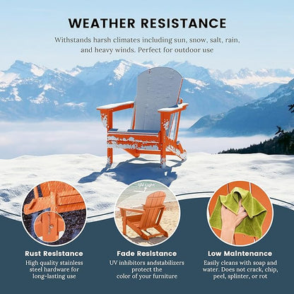 WO WESTIN OUTDOOR HDPE Laguna Outdoor Folding Poly Adirondack Chair (Set of 2), Orange