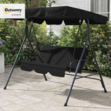 Outsunny 3-Seat Outdoor Patio Swing Chair with Removable Cushion, Steel Frame Stand and Adjustable Tilt Canopy for Patio - Photo 2