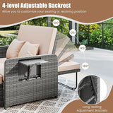 LDAILY Moccha Outdoor Daybed, Wicker Loveseat Sofa Set with 4-Postion Adjustable Backrest, Storage Ottoman, Cushions - Photo 2