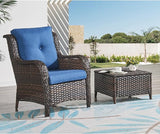 HUMMUH 4 Pieces Patio Bistro Set Wicker Patio Chairs Set of 2 with Ottomans Rattan Outdoor Furniture Conversation Set - Photo 3