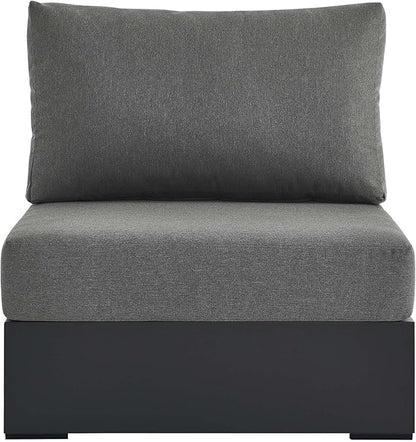 Modway Tahoe Aluminum Armless Patio Gray Charcoal Modular Weather-Resistant Cushions-Perfect as Club Outdoor Lounge Chair