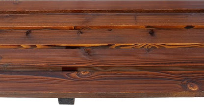 Outdoor Wood Bench, 2-Person Wooden Wagon Wheel Bench for Backyard, Patio, Porch, Garden, Outdoor Lounge Furniture with Rustic Country Design, Slatted Seat and Backrest, Brown (Brown)