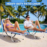 DoCred Heavy Duty Tanning Chair with Face Hole, Adjustable 5-Position Folding Chaise Lounge Chairs for Outside - Photo 4
