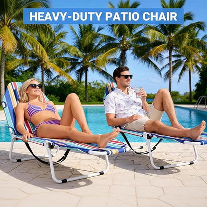 DoCred Heavy Duty Tanning Chair with Face Hole, Adjustable 5-Position Folding Chaise Lounge Chairs for Outside, Portable Lay Flat Beach Lounge Chair for Outdoor Sunbathing Beach Pool Lawn Camping