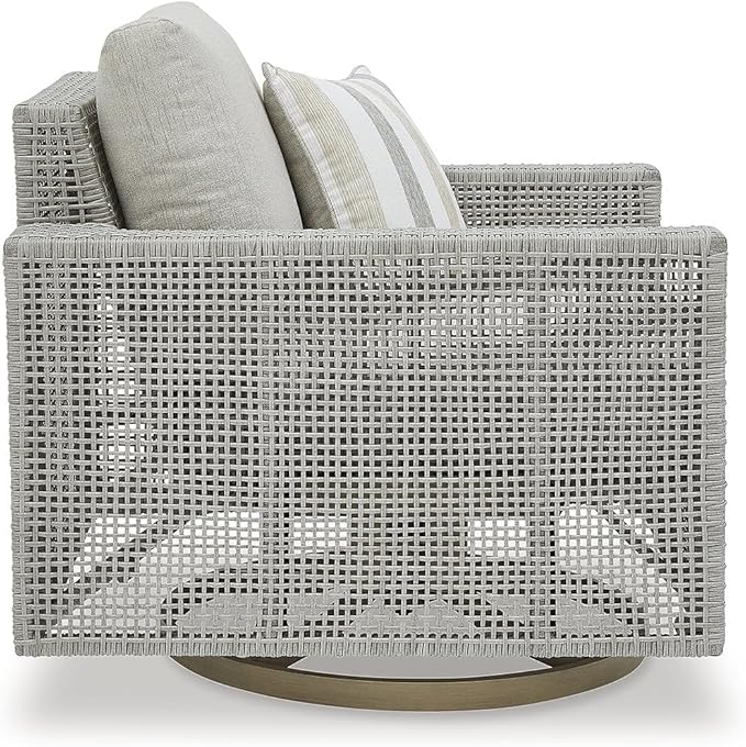 Signature Design by Ashley Seton Creek Casual Outdoor Weather Resistant Swivel Lounge Chair with Removable Cushion, Gray - Photo 5