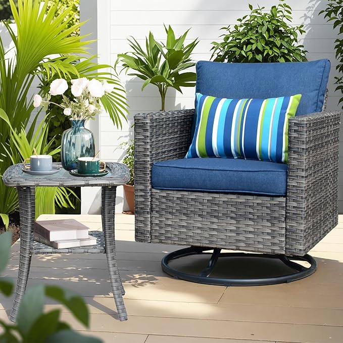 ovios Outdoor Patio Side Table with Tempered Glass Top - Photo 7