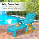 COSTWAY 2PCS Folding Chaise Lounge with Wheels, 5-Position Adjustable Recliner for Sunbathing, Seaside (Turquoise) - Photo 8