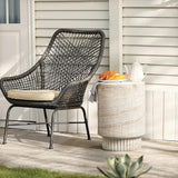 LuxenHome Outdoor Accent Side Table, 18'' Travertine-Style Outdoor Furniture - Photo 5