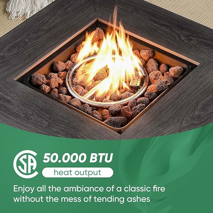 Belord 5 Pieces Patio Furniture Set with Fire Pit Table - 4 Outdoor Swivel Rocker Chairs with 50000 BTU Propane Fire - Photo 9