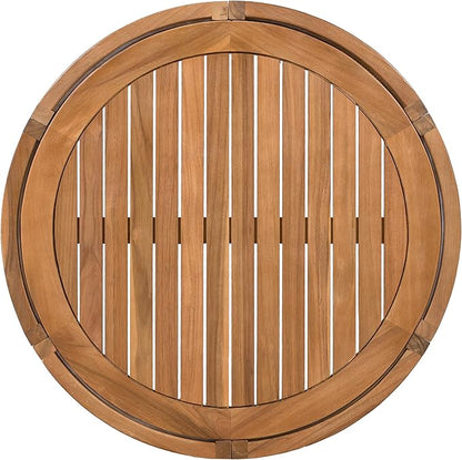 Christopher Knight Home Puekest Acacia Wood Coffee Table with Woven Rope Accents, Outdoor Patio Slatted Round Centerpiece, Boho Chic Garden Sofa Side Accent Table for Modern Decor, 27.95" W, Teak