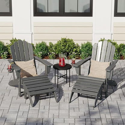 Costaelm Adirondack Chair Footrest Foldable Ottoman, Folding Ottoman Outdoor Foot Rest for Patio Waterproof, Adirondack Ottoman Outdoor, Gray