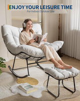 GAOMON Outdoor Oversized Papasan Rocking Chair with Footrest - Patio Lounge Chair with Ottoman - Photo 4