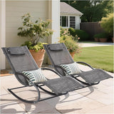 Outdoor Lounge Chairs with Removable Pillow, Pool Chaise Lounge Chairs Set of 2, Dark Grey - Photo 1