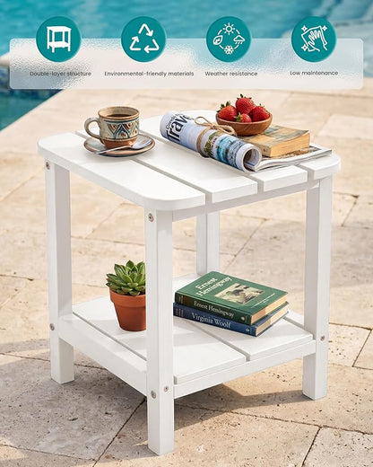SERWALL Double Adirondack Side Table Set of 2, End Table- White