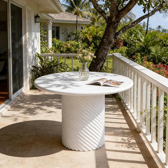 Christopher Knight Home Modern Roski 43" Round Outdoor Dining Table, Modern Patio Dining Table for 4 - Photo 4