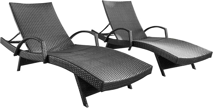Christopher Knight Home Salem Outdoor Wicker Arm Chaise Lounges, 2-Pcs Set - Photo 1