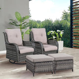 Rilyson Wicker Patio Furniture Set - 4 Piece Rattan Outdoor Sectional Conversation Sets with 2 Swivel Rocking Chairs - Photo 7