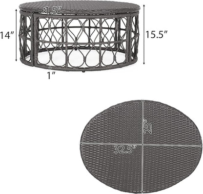 Bruce Outdoor Coffee Table - Wicker - Gray