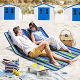 Giantex Beach Chairs for Adults 2 Pack Set with Side Table, 5 Position Adjustable Folding Lawn Chair for Sunbathing - Photo 2