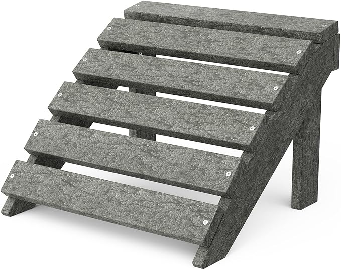 Wildridge Classic Footrest, Dark Gray - Outdoor Weather Resistant HDPE Ottoman for Adirondack Chair