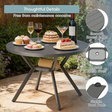 42" Outdoor Patio Table Dining Table, All Weather Metal Round Patio Table with Adjustable Umbrella Hole - Photo 6
