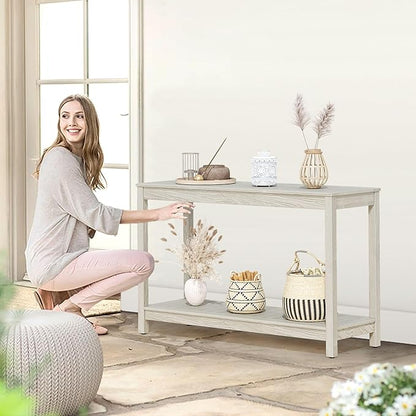 DWVO 48" Console Table, HIPS Material Indoor Outdoor Multifunctional Buffet Bar Storage Organizer with Adjustable Feet (Grey)