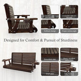 Wooden Porch Swing 2-Seater, High Backrest and Deep Seat, Bench Swing with Cupholders, Hanging Chains and 7mm Springs - Photo 5