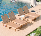 WACASA Outdoor Chaise Lounge Chairs Set of 4, Oversized Lounge Chairs with 5-Level Adjustable Backrest & Cup Holder - Photo 1
