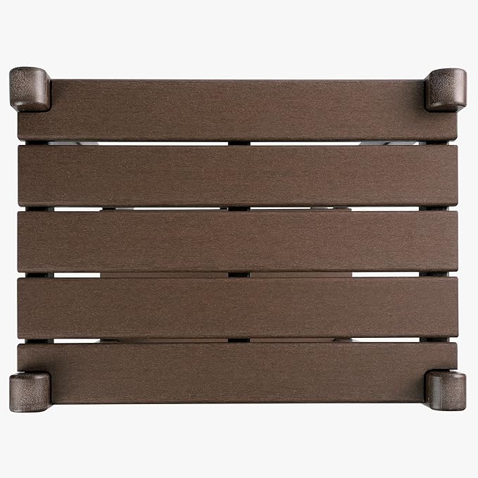 WestinTrends Malibu 36" Outdoor Adirondack HDPE 2-Tier Patio Side Table, Dark Brown - Photo 9
