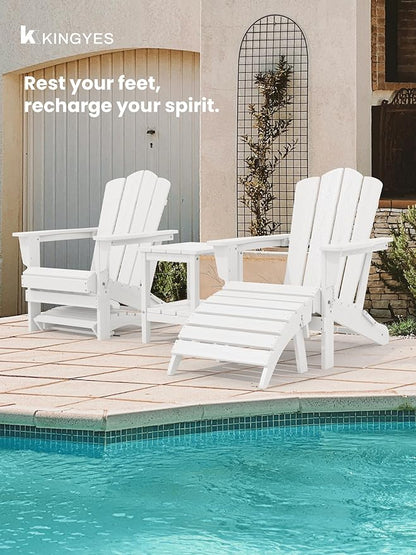 KINGYES Folding Adirondack Ottomans Set of 4 for Adirondack Chair, White