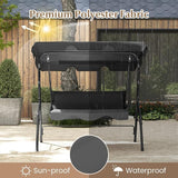 RELAX4LIFE 3-Person Porch Swing Chair - Outdoor Swing w/Adjustable Canopy, Removable Cushion & Metal Frame Stand - Photo 5