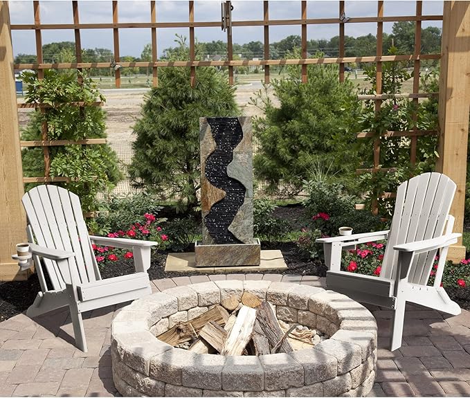 FUNBERRY Folding Adirondack Chair Set of 4, All Weather HDPE Fire Pit Chairs with Cup Holder for Outdoor - Photo 9