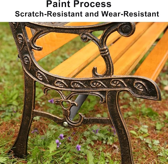 Kids 2 Seater Garden Patio Childrens Bench with Animal Design, Wooden & Cast Iron Mini Sized Park Outdoor Bench