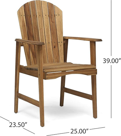 Great Deal Furniture Easter Outdoor Weather Resistant Acacia Wood Adirondack Dining Chairs (Set of 2), Natural Finish