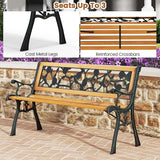 Tangkula Outdoor Garden Bench Park Bench, Patio Iron Bench Chair with Cast Iron & Hardwood Structure - Photo 6